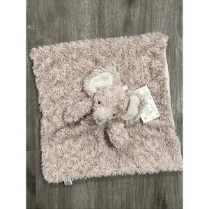 Oobles Danbar Baby Lovey Blanket Blush Pink Elephant Silky Soft Rosette Rattle